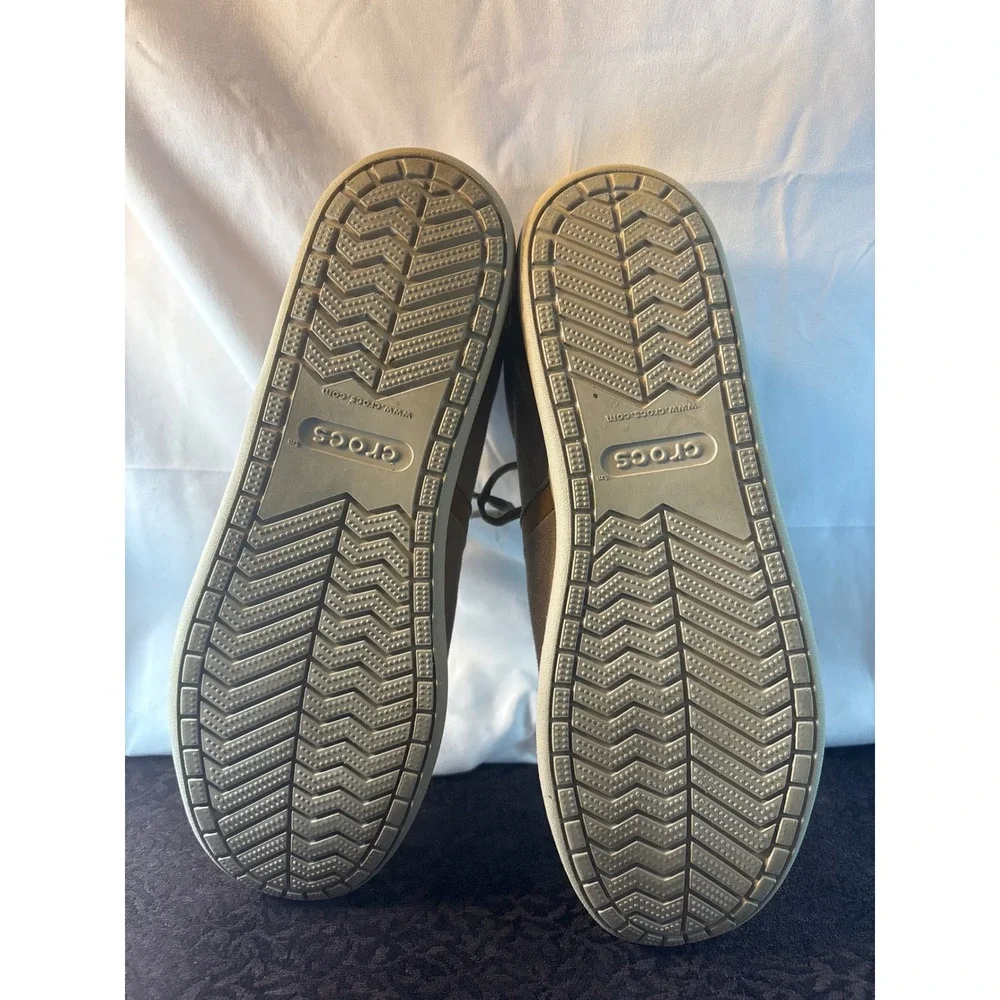 Crocs Citilane Roka Mens Khaki Tan Canvas Lace Up Sneakers 203962 Size 12